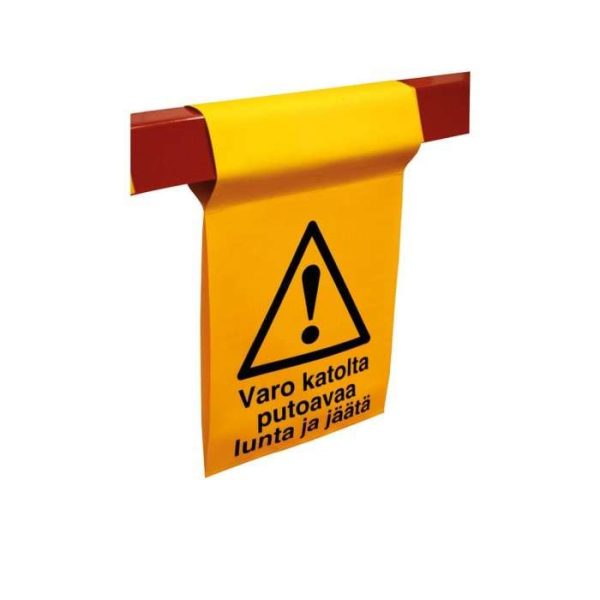 Varningsskylt snöras till fastighetsbom, dubbelsidig gul 300×500 mm.