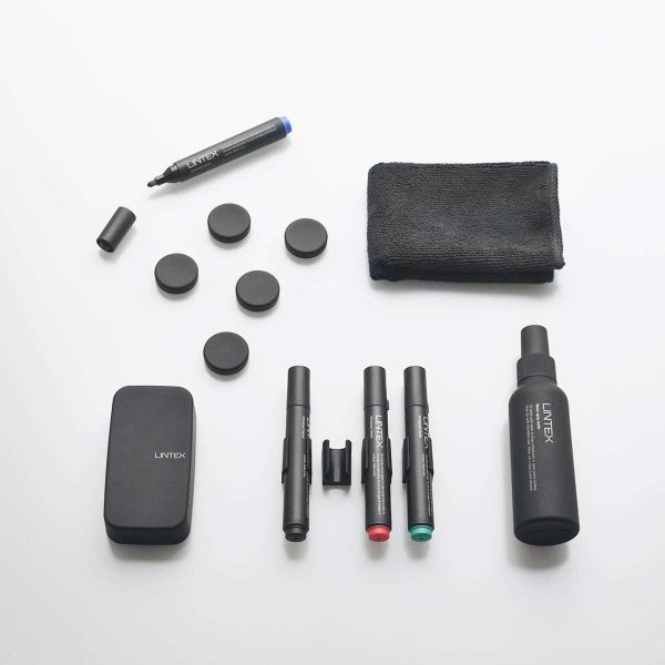 Whiteboard‑startpaket – pennor, magneter Ø30, sudd och rengöringsspray