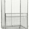 Wide 3-sided mesh roll container with removable half gate