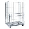 Wide roll container with half drop gate and three mesh walls