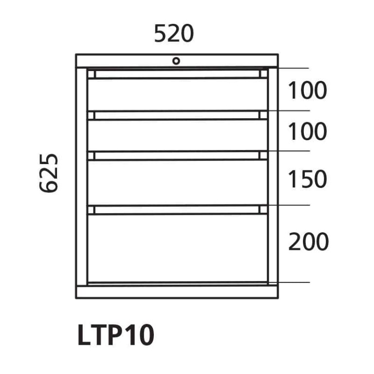 Workbench Drawer Unit 10 LTP10 for Handy Industrial with four drawers and 520 x 550 x 625 mm dimensions