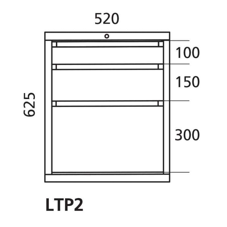 Drawer Unit 2 for Handy Industrial workbench with 3 drawers, dimensions W 520 x H 625 mm