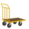 Yellow platform trolley 144 Series with laminated deck and end handle frame