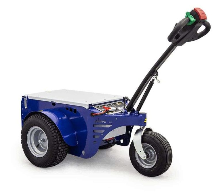 Zallys M5 pedestrian electric tug with pneumatic tyres and folding