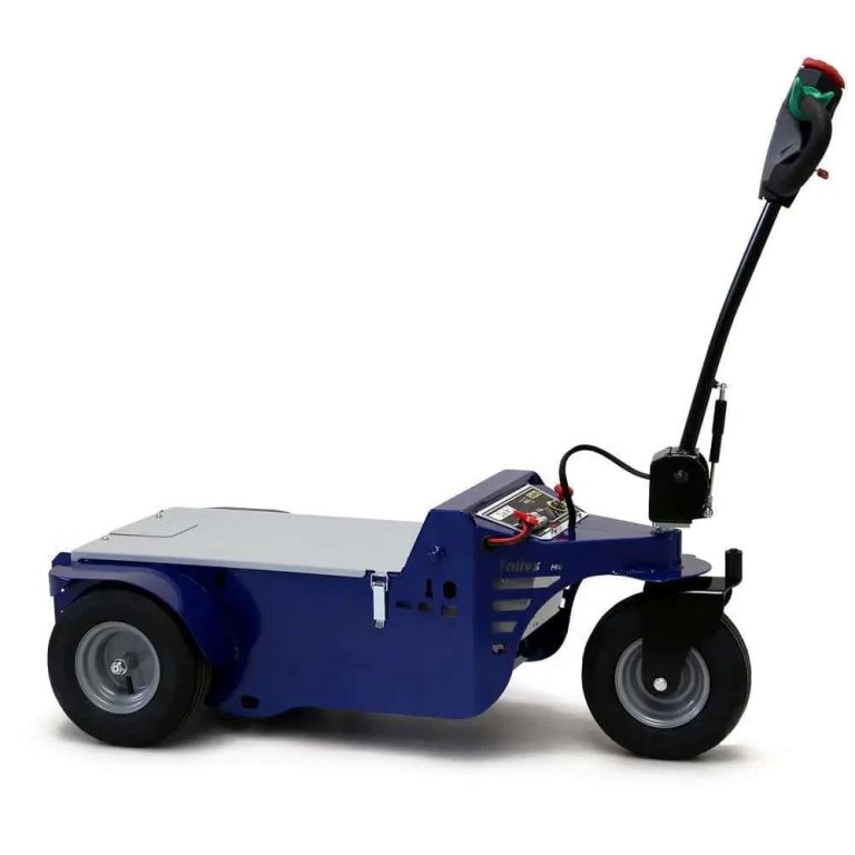 Industrial electric cart mover towing a 6,000 kg trailer