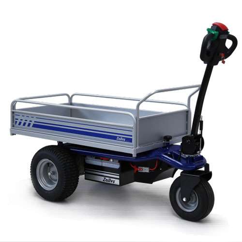 Zallys TR30 three‑wheel motorised platform trolley, 300 kg, pneumatic tyres