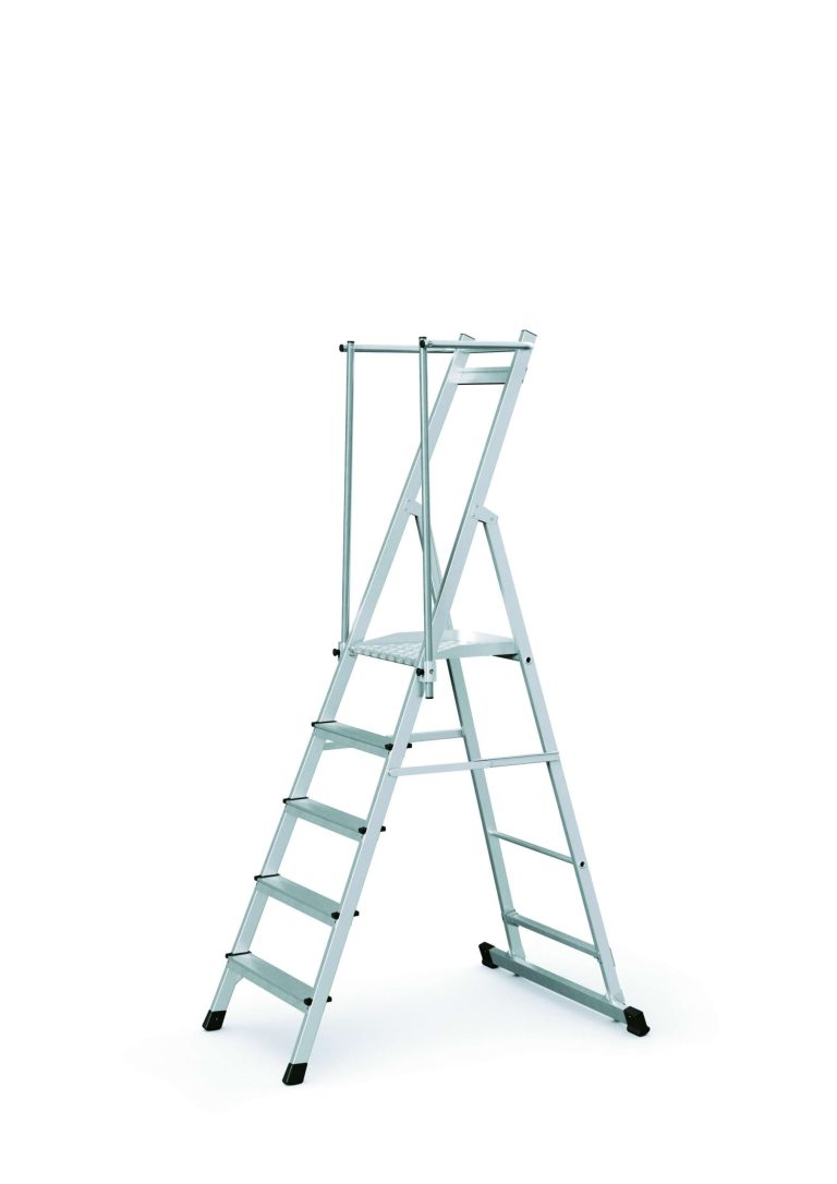 ZAP Neo S aluminium platform ladder with folding handrails
