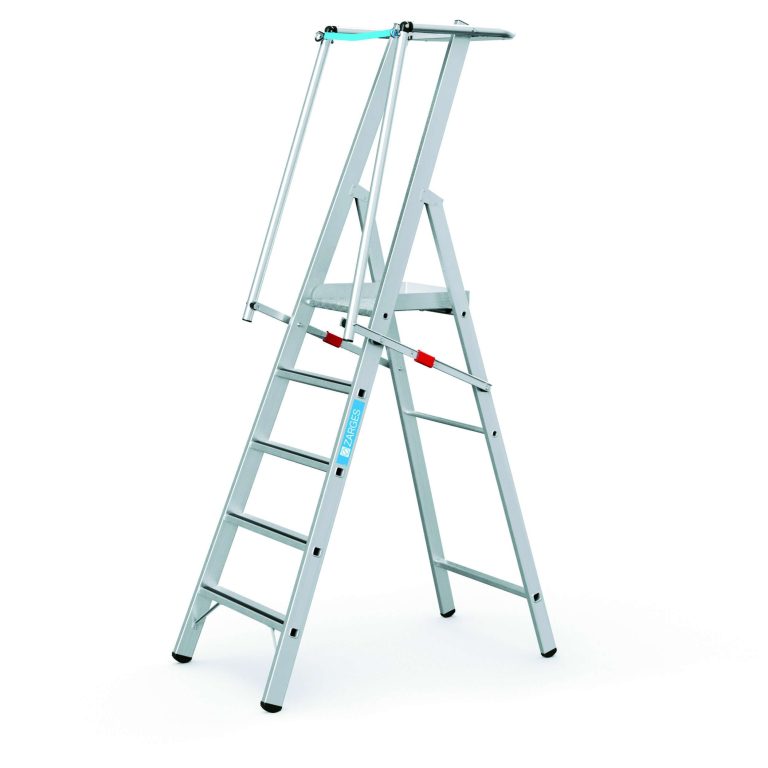 ZARGES ZAP Safemaster aluminium platform ladder with guardrails