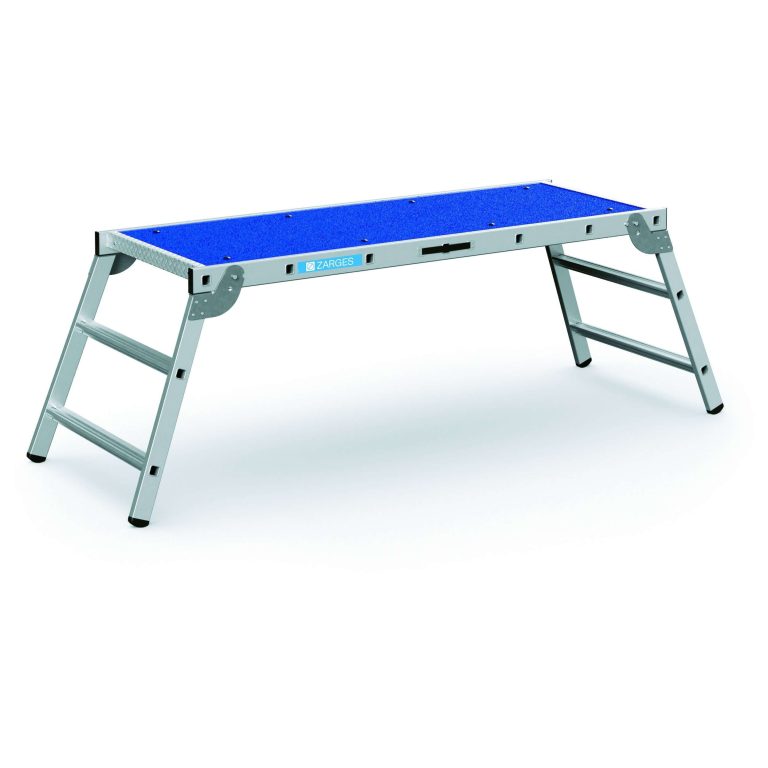 ZARGES Workmaster Plus P folding aluminium work platform with blue R13 surface